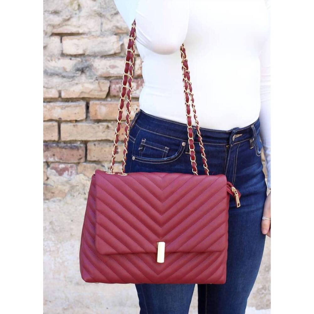 NEW CAROLINE HILL women's new guinea quilted crossbody bag in burgundy